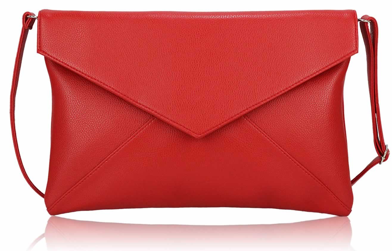 red clutch bag
