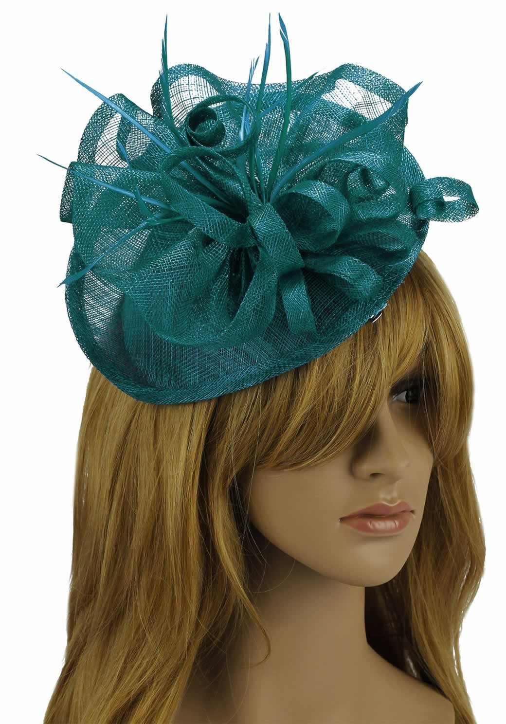 Wholesale Teal Mesh Hat Feather Fascinator Wholesale Teal Mesh Hat Feather Fascinator
