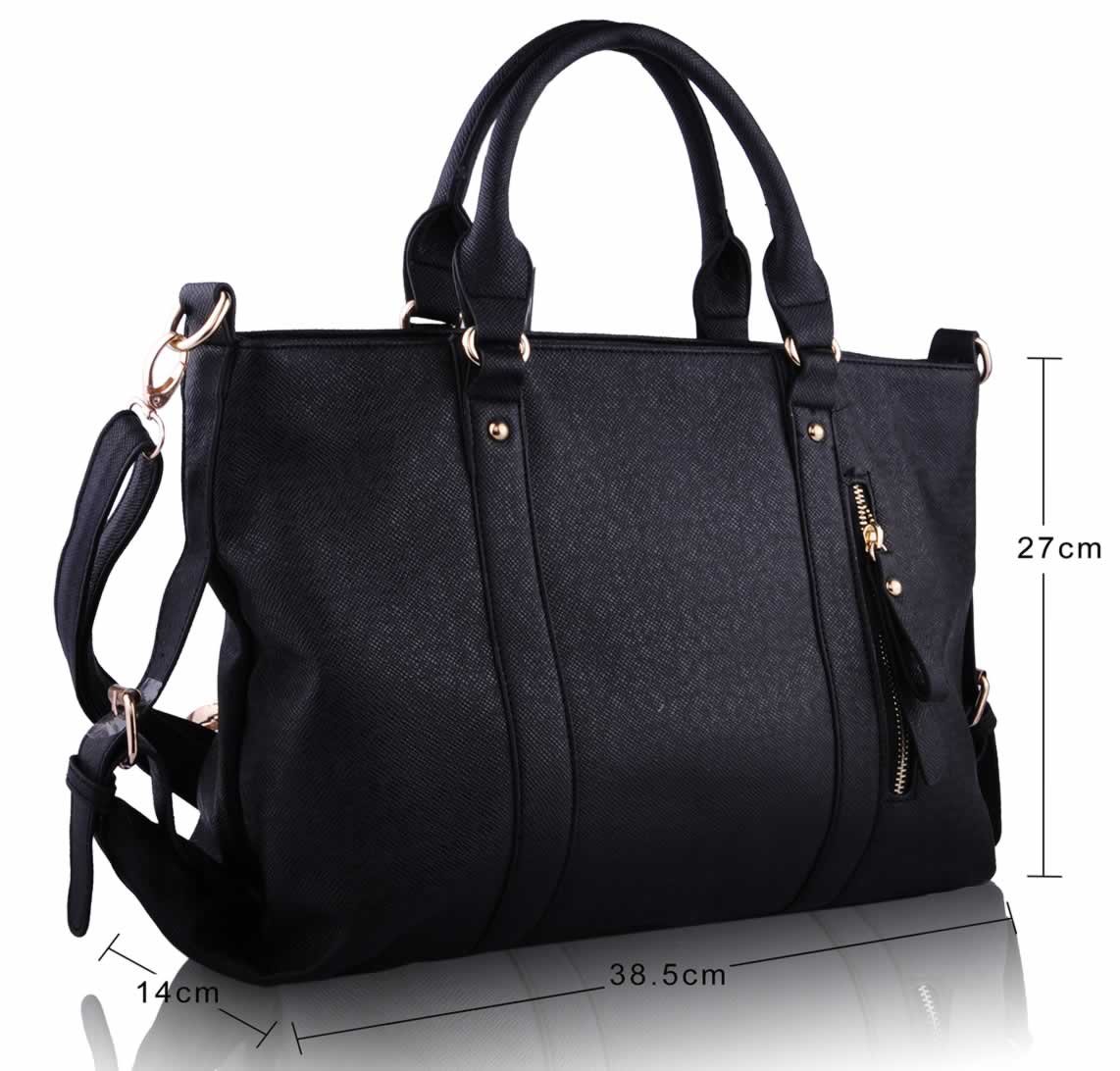 Wholesale Black Front Zipper Design Decoration Tote Handbag