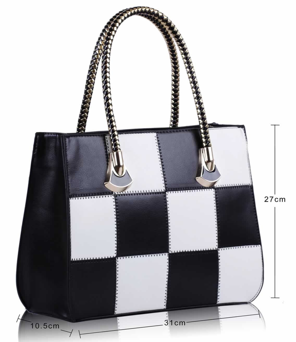 Wholesale Black and White Checkered Grab Shoulder Bag
