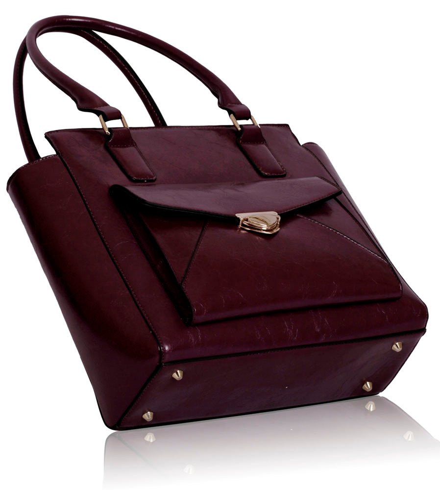LS00130 Purple Large Front Pocket Tote Bag