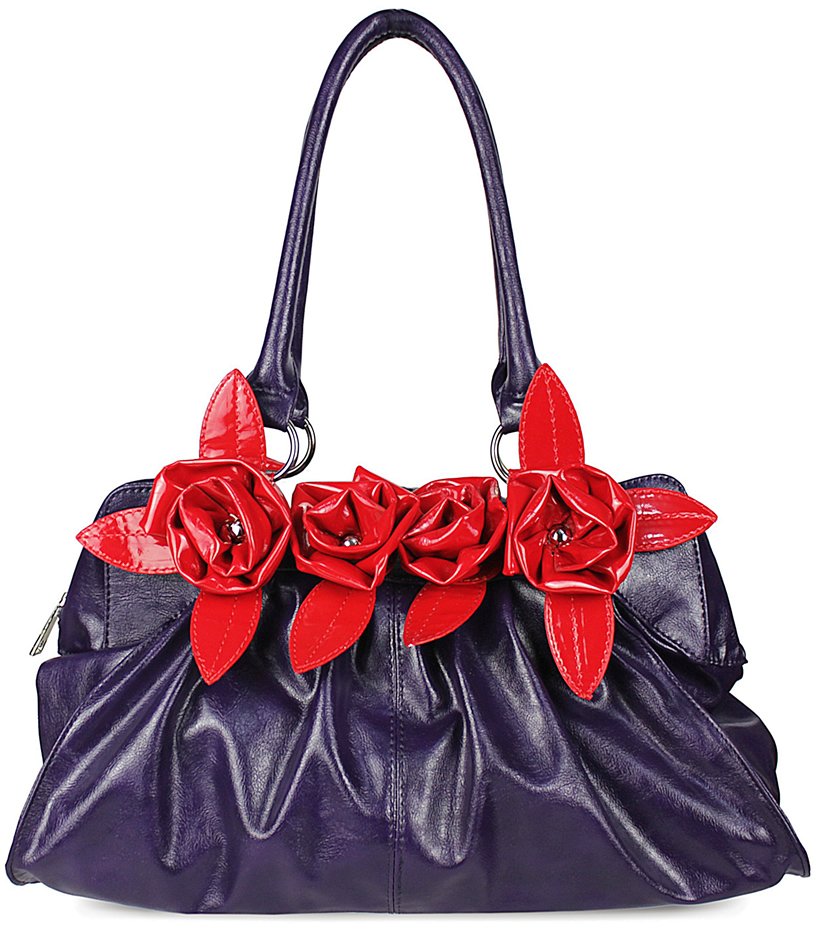 LS6045 - Purple Patent Flower Shouler Handbag LS6045 - Purple Patent Flower Shouler Handbag