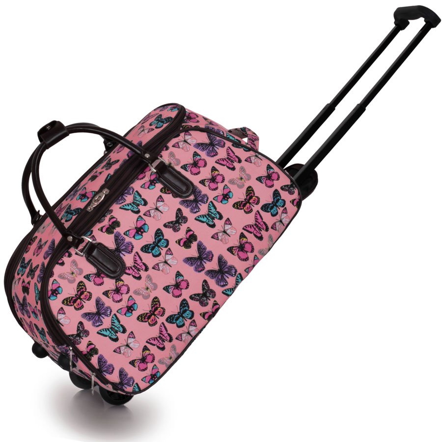 LS00308A Pink Light Travel Holdall Trolley Luggage With