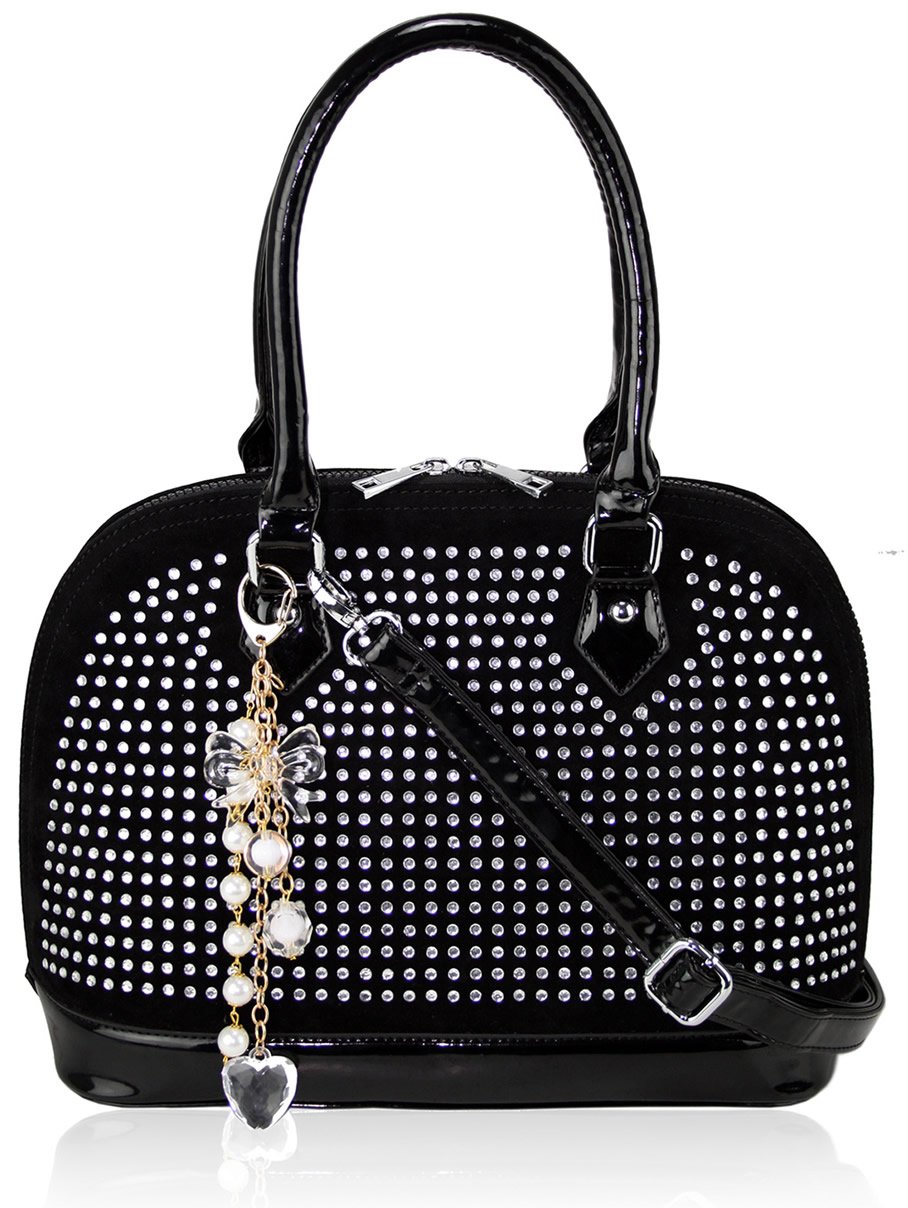 Wholesale Black Diamante Tote Bag With Charm