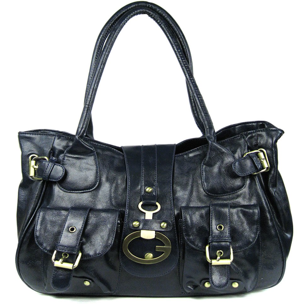Wholesale bag - Navy Buckle Detail handbag with metal accessories - LS9630