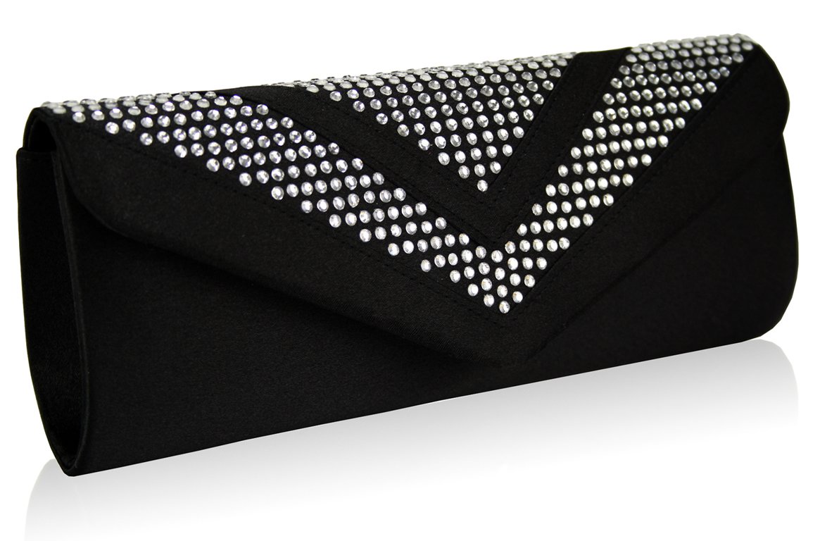 Wholesale Black Diamante Evening Clutch Bag