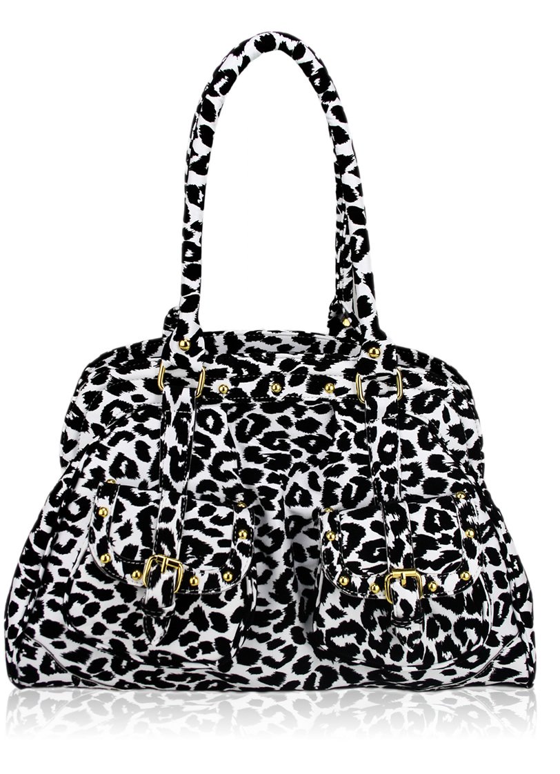 Shoulder Bags LS00129A White Animal Print Tote Shoulder Handbag