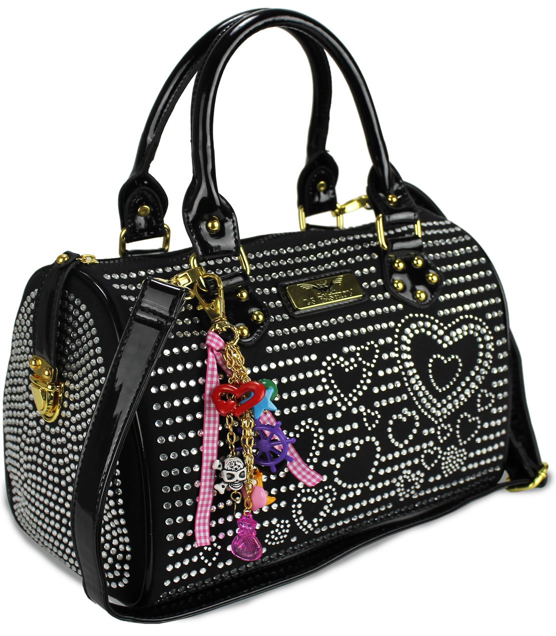 Wholesale bag Black Heart Diamante Tote Bag With Charm