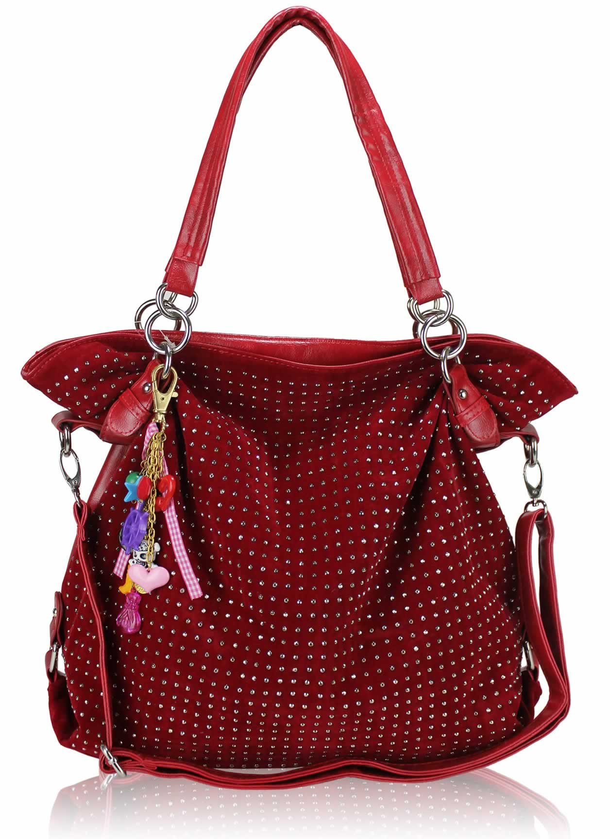 Wholesale Red Diamante Tote Shoulder Handbag