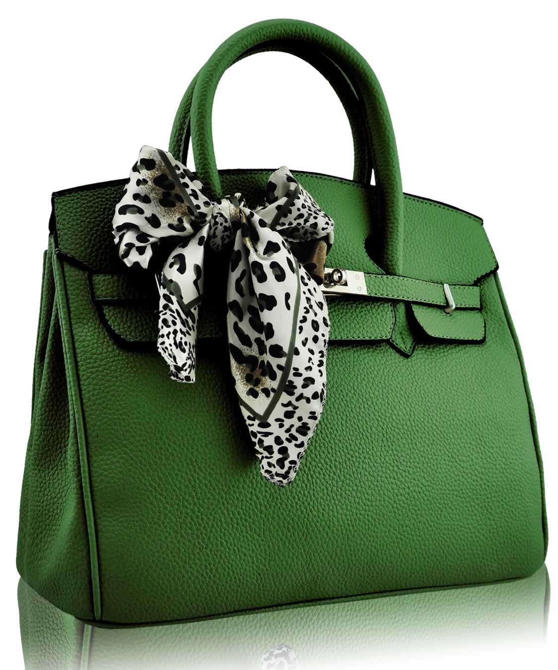 Wholesale Green Fashion Scarf Tote Handbag