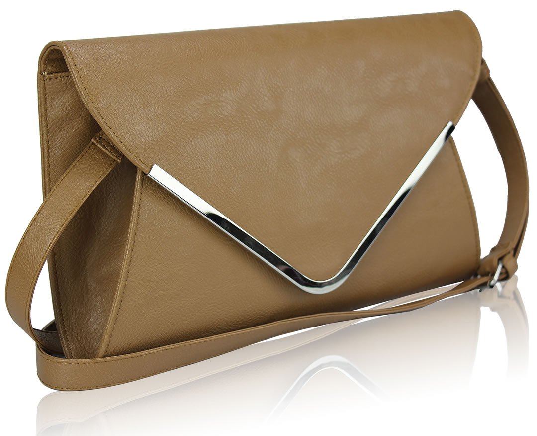 Wholesale Tan Large Flap Clutch purse