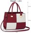 LS00153M - Burgundy / White Fashion Tote Handbag