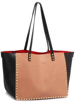 LS00477 - Black / Nude Studded Shoulder Handbag