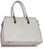 LS00418A - White Women's Tote Bag With Polished Hardware