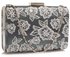 LSE00324 - Classy Grey Ladies Lace Evening Clutch Bag