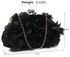 LSE00327 - Black Kiss Lock Handbag Satin Flower Evening Clutch Bag