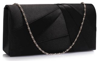 AGC00328A - Black Satin Clutch Evening Bag
