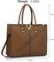LS00319C - Taupe Fashion Tote Handbag