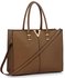 LS00319C - Taupe Fashion Tote Handbag