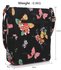 LS00488 - Black Butterfly Canvas Cross Body Bag School Messenger Shoulder Bag