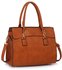 LS00342 - Brown Women's Tote Bag With Polished Hardware