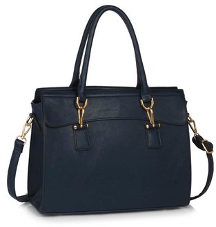 LS00342 - Wholesale & B2B Navy Women's Tote Bag With Polished Hardware Supplier & Manufacturer