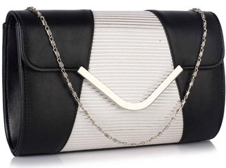 LSE00329 -  Black /White Flap Clutch purse