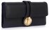 LSP1078 - Black Purse/Wallet With Gold Tone Metal