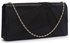 LSE00328 - Black Glitter Satin Clutch Evening Bag