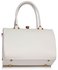 LS00510 - White Structured Metal Frame Top Handbag