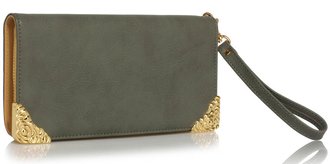 LSP1072A - Grey Purse/Wallet with Metal Decoration