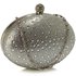 LSE00311 - Silver Diamante Design Evening Clutch Bag
