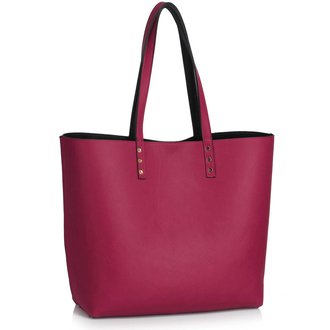 LS00491 - Reversible Black/Purple Grab Shoulder Handbag