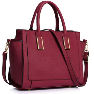 LS00338B - Burgundy Grab Tote Handbag