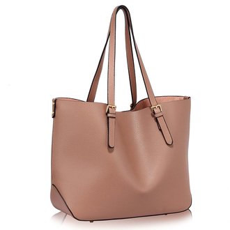 LS00265 - Nude Shoulder Bag With Removable Pouch