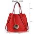 LS00190 - Red Hobo Bag With Faux-Fur Charm