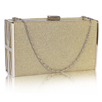 AGC00344 - Gold Glitter Clutch Bag