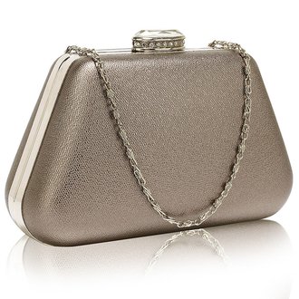 LSE00334 - Grey Diamante Crystal Clutch Bag