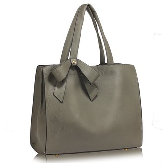 LS00236 - Grey Bow-Tie Shoulder Tote Bag