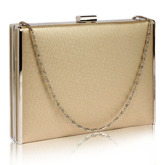 AGC00343 - Gold Hard Case Evening Bag