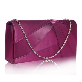 LSE00328A - Purple Satin Clutch Evening Bag