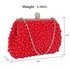 LSE00296 - Red Vintage Beads Pearls Crystals Evening Clutch Bag