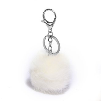 AGC1013 - White Fluffy Fur Bag Charms