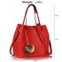 AG00190 - Red Hobo Bag With Faux-Fur Charm