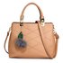 AG00537M - Nude Tote Shoulder Bag With Faux-Fur Charm
