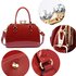 AG00378 - Burgundy Patent Satchel With Metal Frame