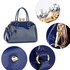 AG00378 - Navy Patent Satchel With Metal Frame
