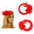 AGF00221 - Red Feather Hat Mesh Beaded Fascinator