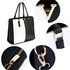 AG00420 - Black / White Split Design Tote Handbag