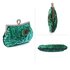 LSE00297 - Emerald Sequin Peacock Feather Design Clutch Evening Party Bag